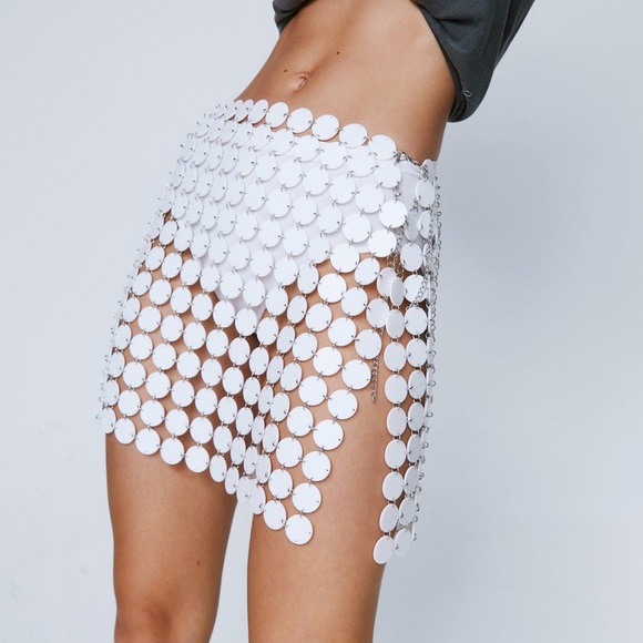 NWT | Disco Chainmail Top & Skirt Set (IN SILVER) | size M | never worn - Picture 3 of 5